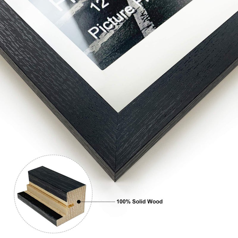 Finefrarm 12x16 Frames Display 11x14 Picture with Mat or 12 x 16 Photo Without Mats Black Picture Frames Wall Art for Living Room and Office Wall Mounting Decor - Image 4